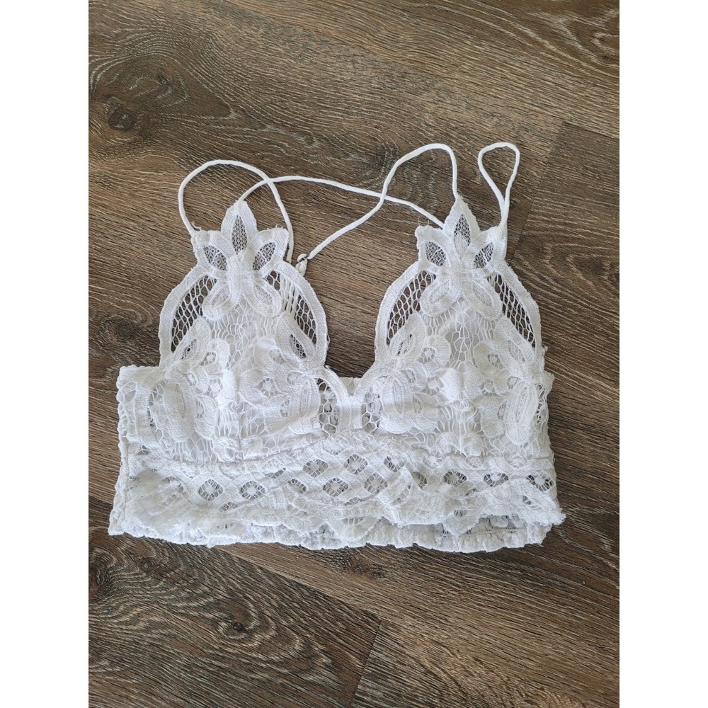 Free People FP One Adella Bralette Ivory White Lace Smocked Boho Crop Top‎ #15